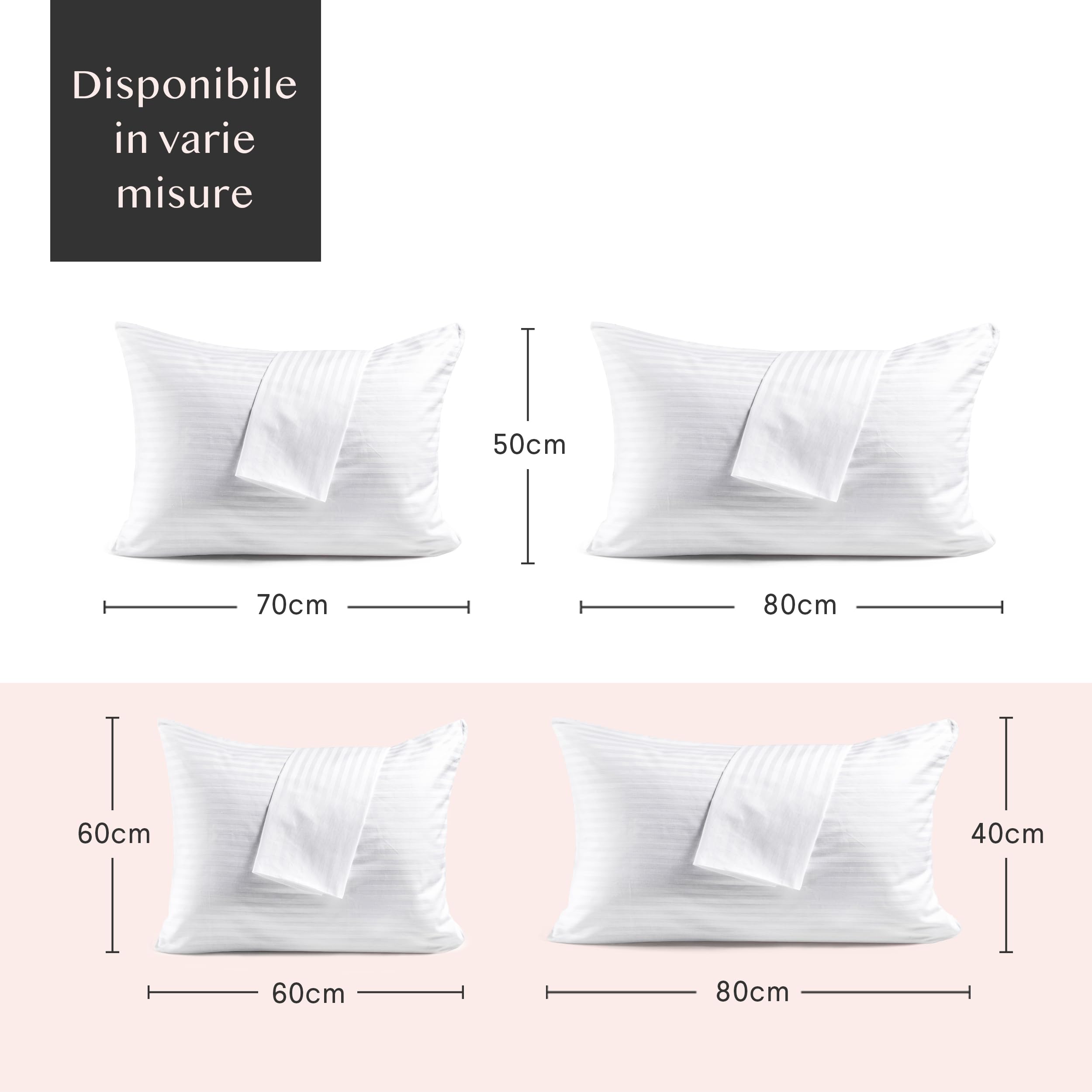 FAUNNA Federe cuscino letto cotone 50x80 cm, confezione da 2 — 100% cotone, traspiranti e silenziose, con cerniera nascosta, certificazione OEKO-TEX