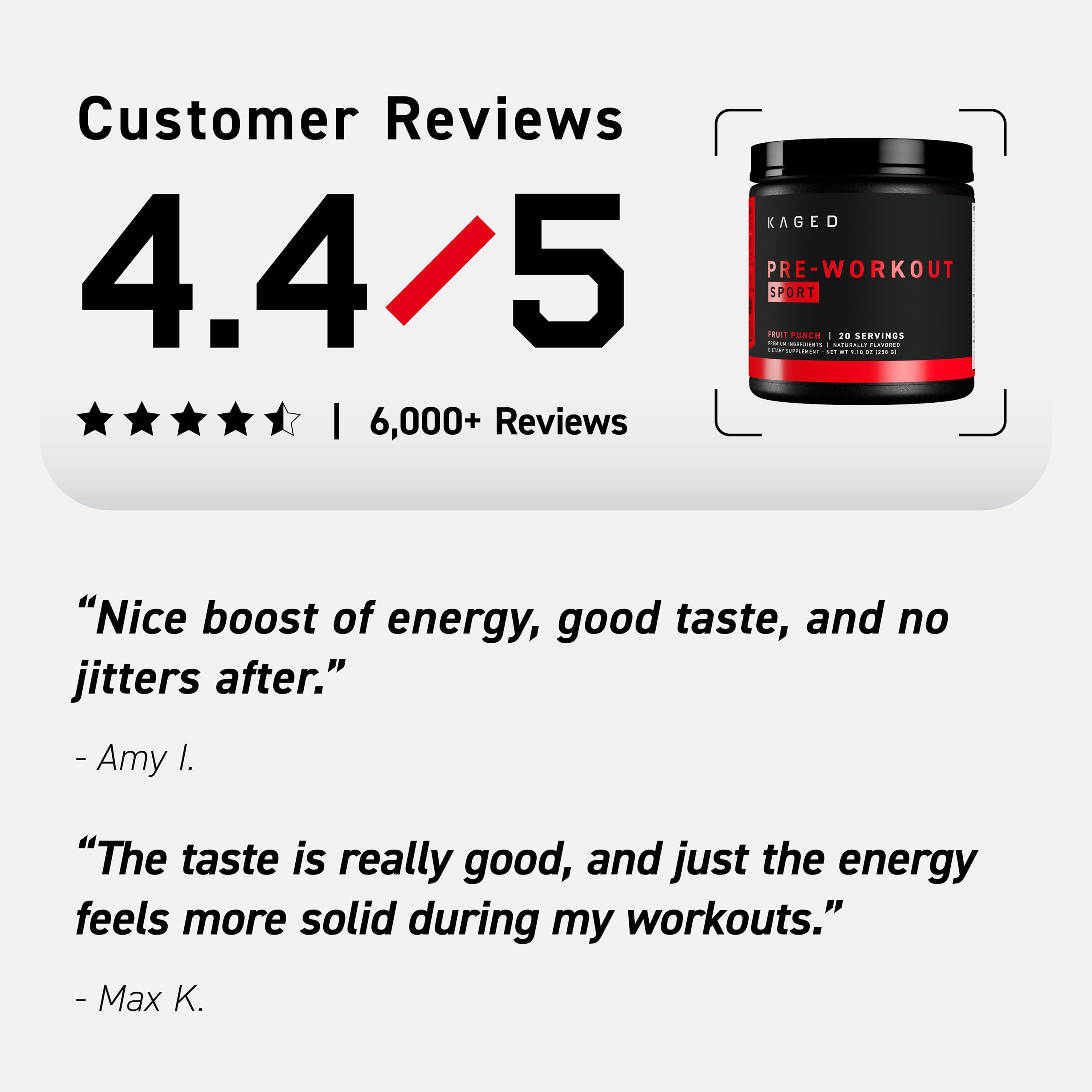 Kaged Sport Pre Workout Powder for Men & Women, Fruit Punch, Sport Certified, 188mg Caffeine, Nitric Oxide Supplement, Beta Alanine for Energy, Weightlifting, Cardio Endurance & Strength, 20 Servings — Amazon image 9
