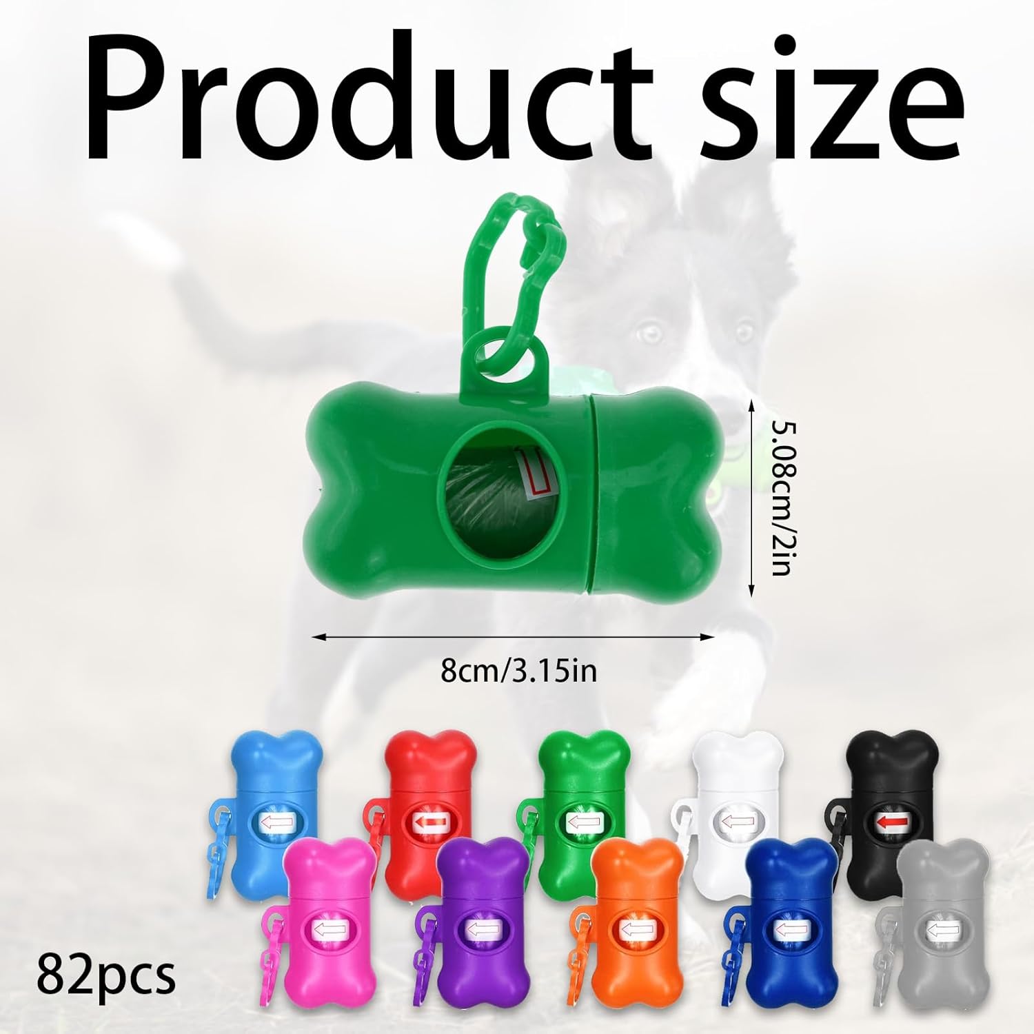 82 Pcs Dog Poop Trash Bag Holder Dispenser Plastic Dog Poop Waste Bag Holder for Leash with Hook and Leak Proof,with Leak Proof PET Waste Bags for Walking Hiking Camping (10 Colors, Bone Shape)