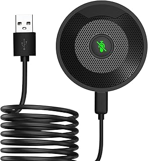 USB Conference Microphone - 360° Omnidirectional Stereo/One-Key Mute/Plug & Play - Compatible Mac OS/Windows for Zoom/Skype, Video Meeting, Gaming, Chatting