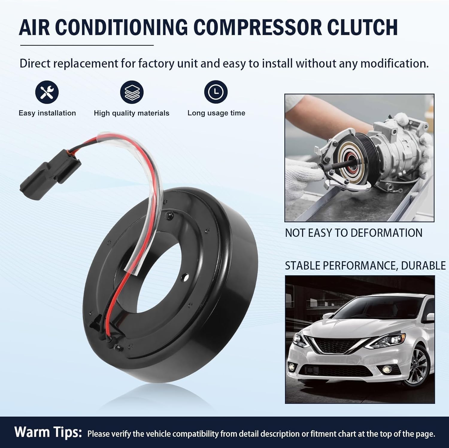 Air Conditioner AC Compressor Clutch Kit Compatible with Sentra 2013 2014 2015 2016 2017 2018 2019 1.6L 1.8L