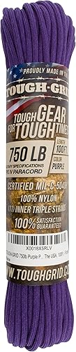Miniatura 45 de TOUGH-GRID - Cuerda paracaídas de 340 kg, cuerda paracaídas 100% nailon Mil-Spec tipo IV utilizada por el ejército de Estados Unidos, ideal