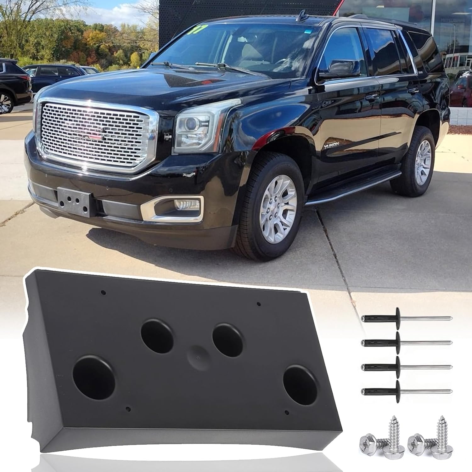 Front License Plate Frame for GMC Yukon/Yukon XL 2015 2016 2017 2018 2019 2020 Front Bumper License Plate Holder Mounting Bracket Cover Replace # 22948151 GM1068159
