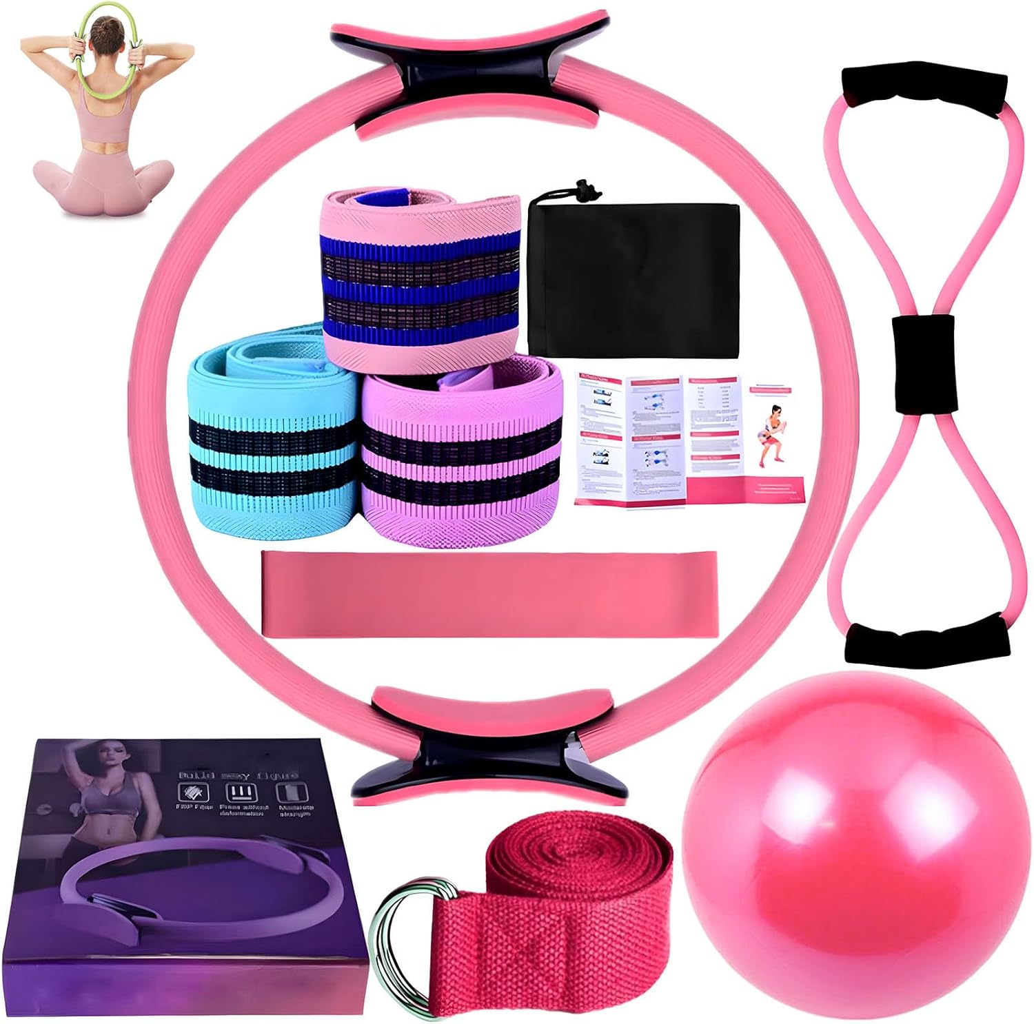 Moonboat Pilates Ring Fitness Trainer, Dual Padded Handles Yoga Rings for Beginners Toning Arms, for Home Workout Mat & Reformer Workouts