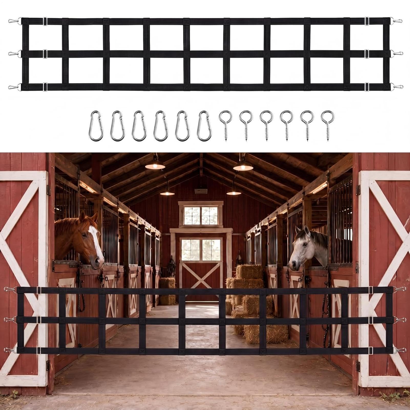 Osłona boksu dla koni 300 X 50 Cm Odporna Na Warunki Atmosferyczne Z | Stajenna Bariera Bramowa Wewnątrz I Na Zewnątrz, Do Stajni, Rancz, Farm, Kojców, Zagród Oraz Ringów Treni