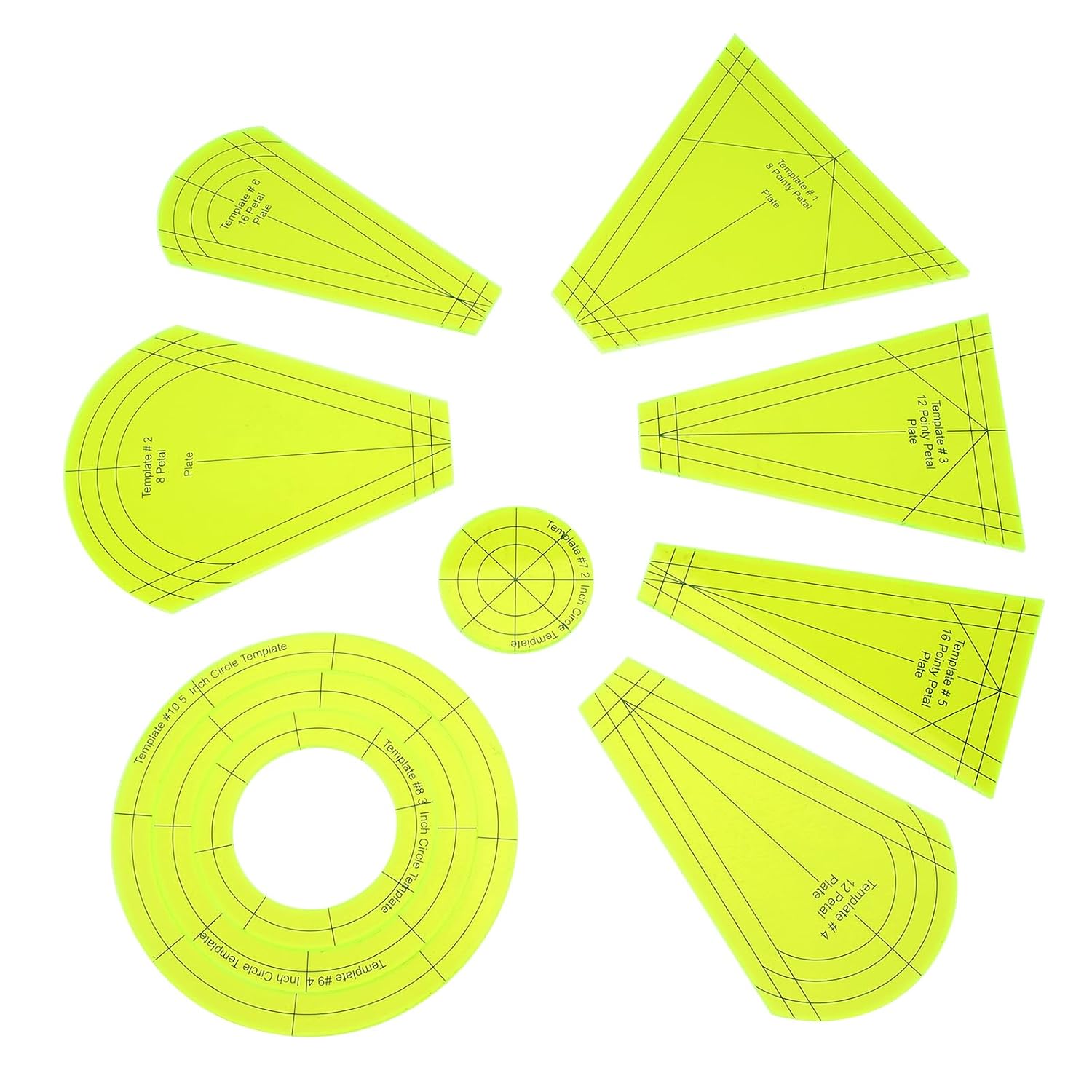 Acrylic Quilting Template Ruler, Design Plate, Patchwork Templates for Sewing Machine Domestic Templates DIY Quilting Ruler Quilting for Clothing Craft Quilting Design (10pcs/Set Patchwork Ruler)