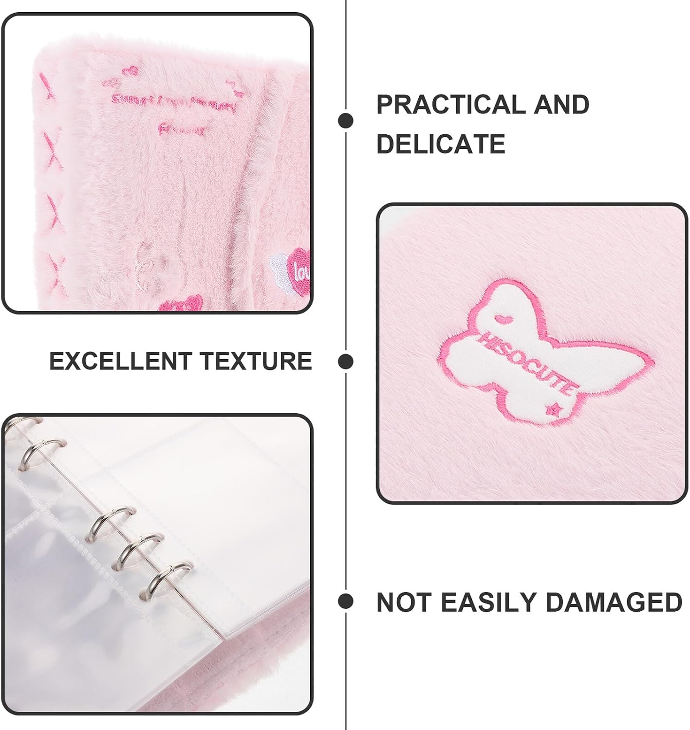 Plush Photocard Binder Mini Memory Book Pink 3-inch Pocket Photo Organizer Scrapbooking Storage Album for Collecting Tickets and Cards