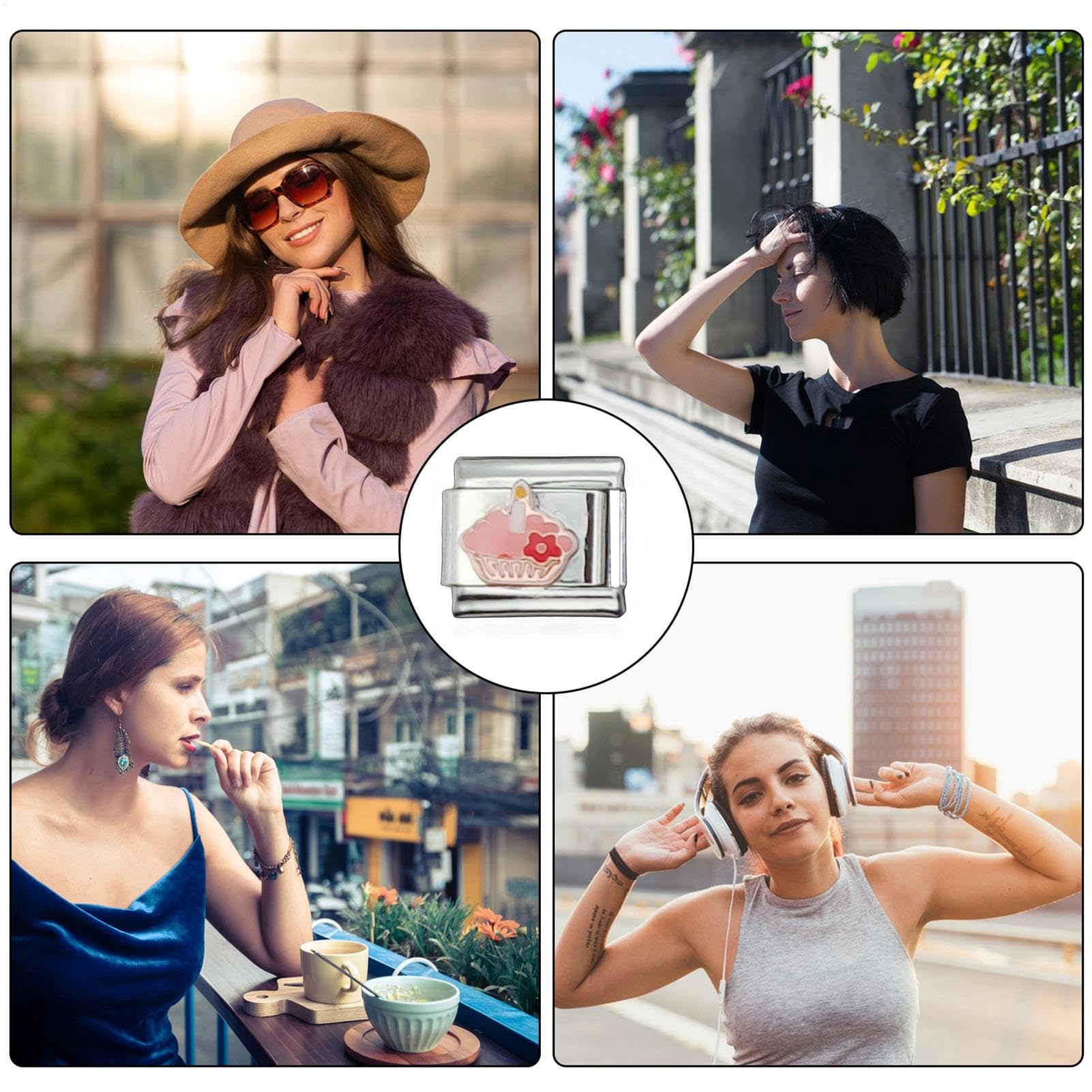 Dije de pulsera con dijes italianos,Dije de pulsera italiano | Dije intercambiable con eslabones de pulsera de acero inoxidable,Pulseras con dijes de eslabones de 1 cm para eslabones de pulsera con di
