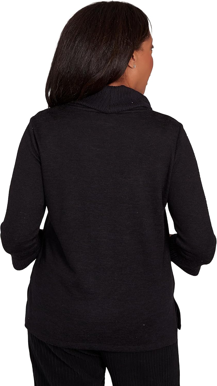 Alfred Dunner Women's Leaf Embroidered Rib Neck Top