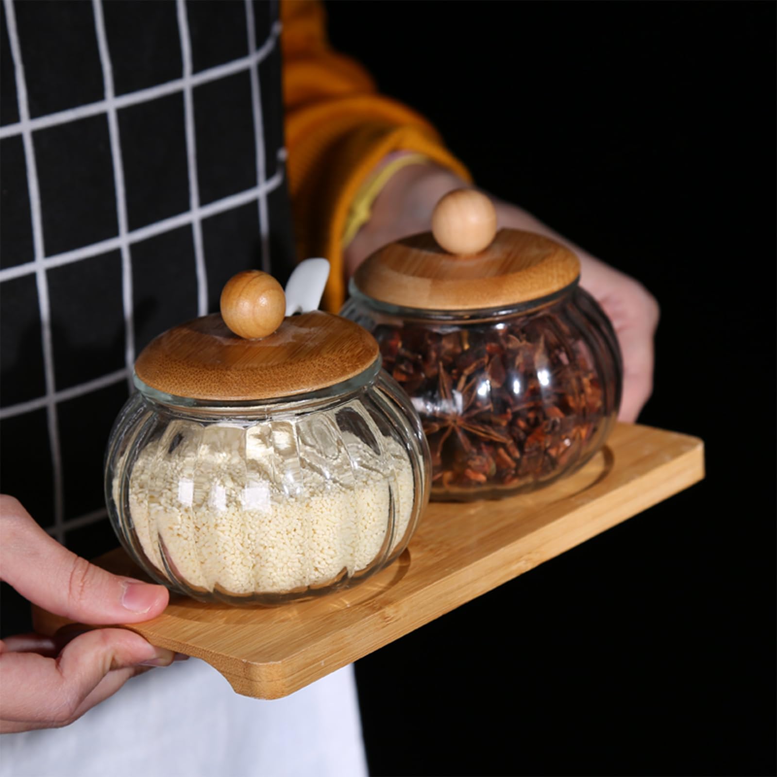 Set di zuccheriera e lattiera in vetro, trasparente con coperchio e brocca per panna, brocca per latte, zucchero, caffè, set da portata per casa, latte, caffè