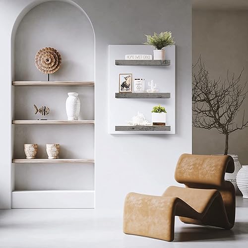 Miniatura 7 de Estantes Sorbus juego de estantes flotantes de madera rústica para colgar en paredes estantes rectangulares perfecto para decoración del hogar Juego