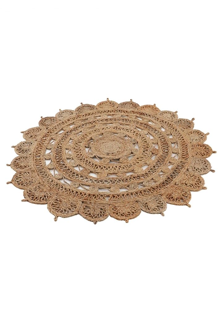 Tapis Ronde En Jute Naturel Paul - Ø 60 Cm, Tissé Main, Style Boho Pour Salon Et Chambre