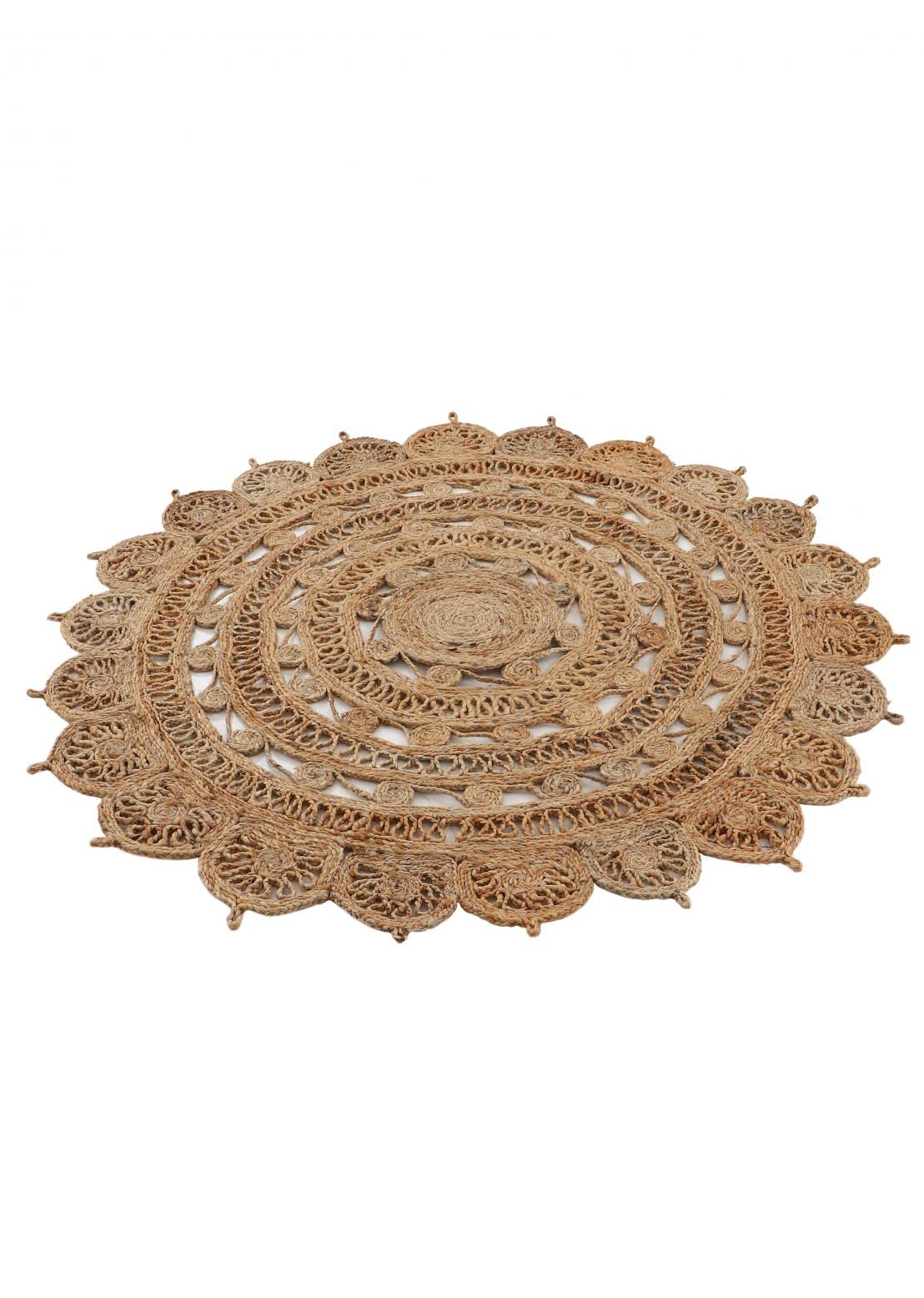 Tappeto Rotondo di Iuta Cate colore Naturale Ø 60 cm | Tappeto in iuta naturale per camera da letto e soggiorno