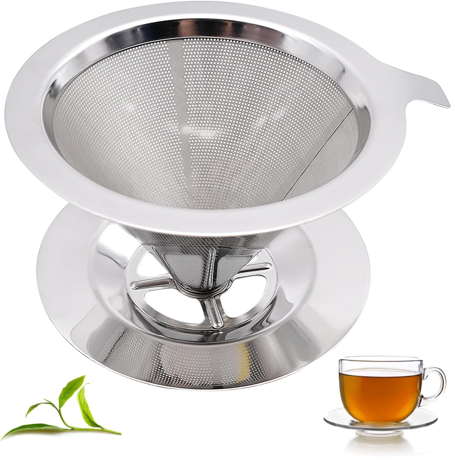 Filtro Per Caffè Pour Over In Acciaio Inox - Riutilizzabile, Con Base, Per 1-2 Tazze | Senza Carta - Foto 3