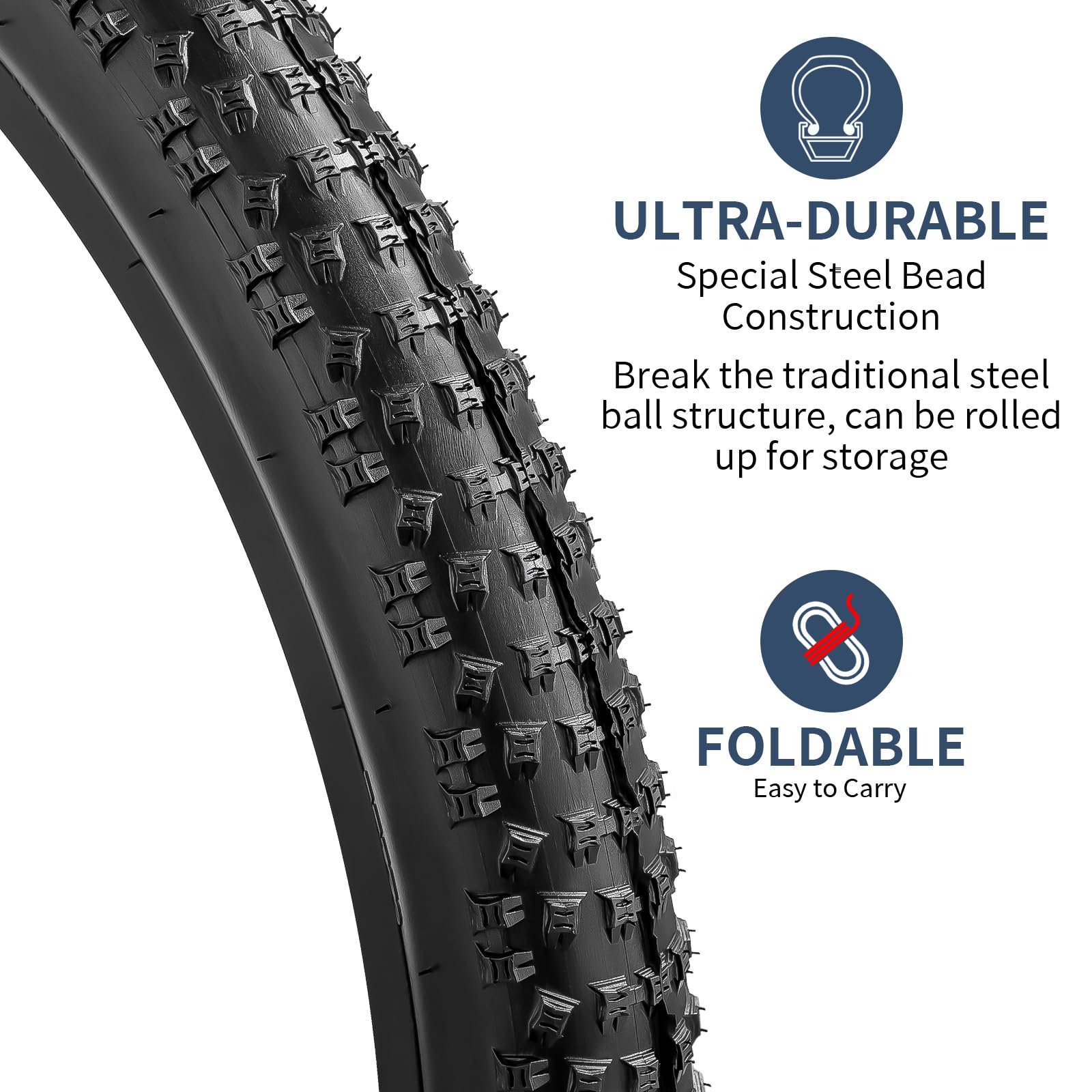 YunSCM 2 Pack 26" Bike Tyres 26x2.60 Tires 66-559 with 26 inch Heavy Duty Bicycle Inner Tubes AV32 Schrader Valve Compatible with 26x2.50 26x 2.60 Off Road Bike Tyre and Tube - Image 3