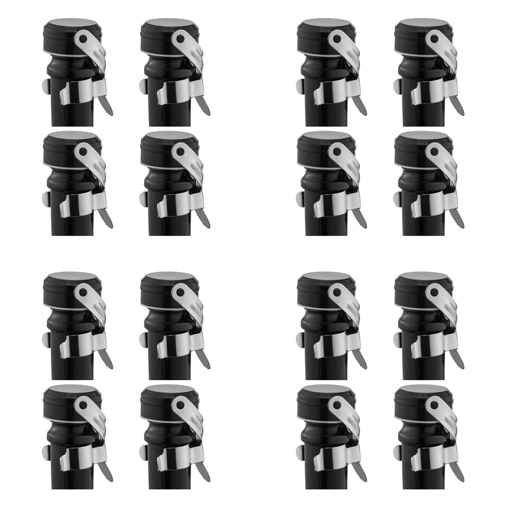 Hndhbfgrt Champagne&Wine Bottle Stoppers Stainless Steel, Leak Proof Keep Reusable Saver, Cork Suitable 16 Pack Silver
