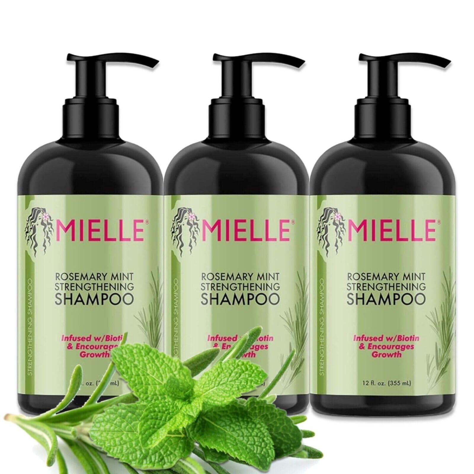 P-Beauty Rosmarin Minze Shampoo, mit Biotin 3x355ml - stärkendes Haarshampoo - Shampoo für Haarwachstumm & Haarausfall - Haarpflege & Kopfhautpflege - Stärkungsshampoo - Schuppenshampoo