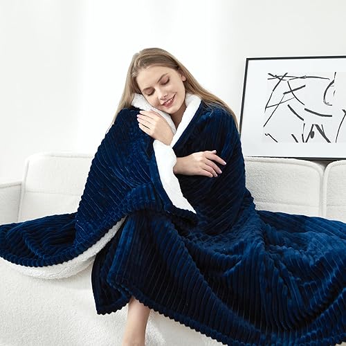 Manta térmica eléctrica tamaño matrimonial, manta eléctrica de franela gruesa y sherpa suave y acogedora para cama, sistema de seguridad automático,