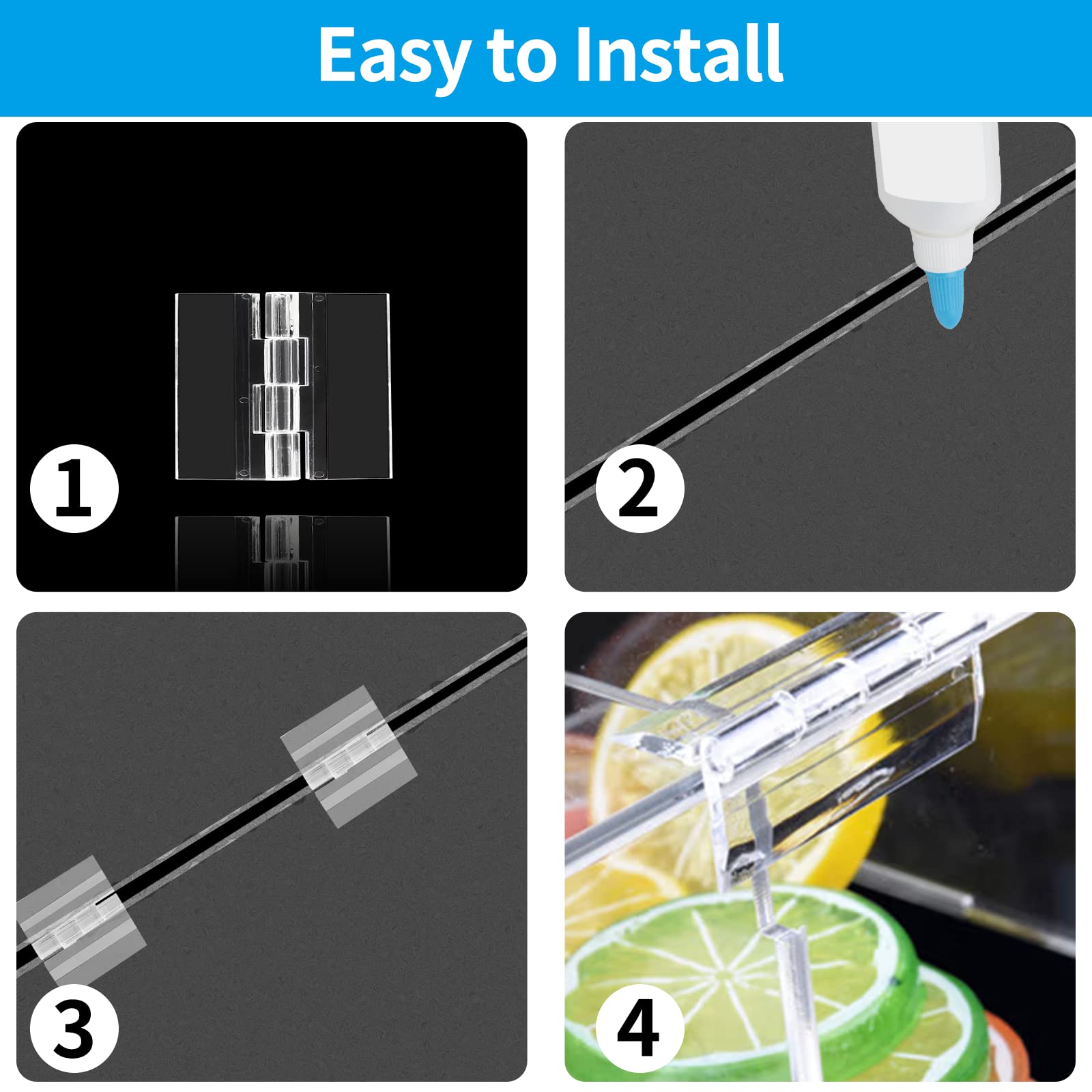 Clear Acrylic Hinges - 20 Pack -6 Clear Acrylic Hinges - 20 Pack -6