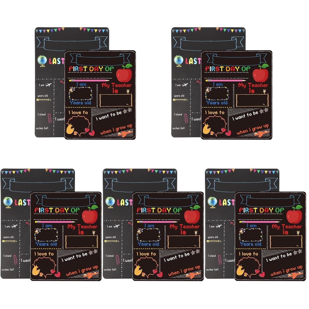 VILLCASE 5 Set Lavagna Scolastica Della Lavagna Del Primo Arredamento Della Classe Prescolare Pennarelli Per Bianca Doppio Etichette Di Legno 2 Pezzi * 5
