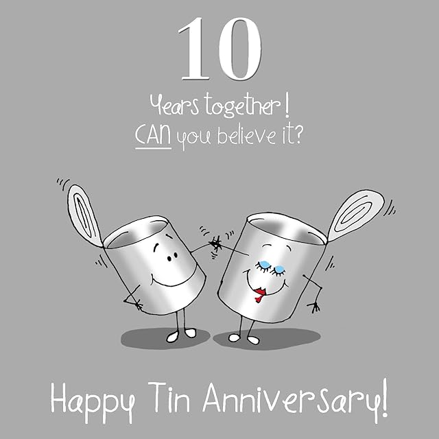 Fax Potato 10th Wedding Anniversary Greetings Card - Tin Anniversary