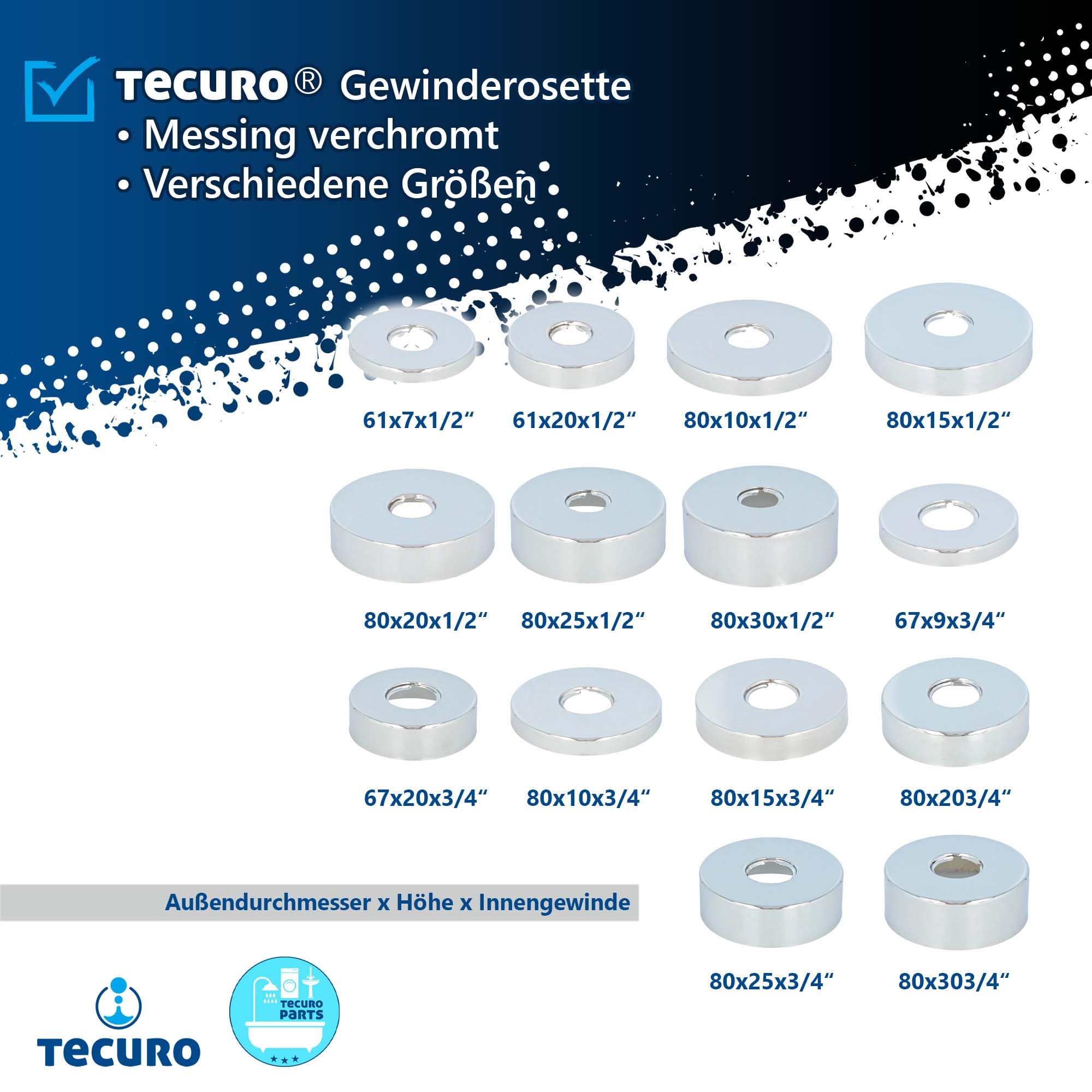 'Tecuro Rosette (3/4) Diameter: 27 mm x 67 mm Diameter x Height 20 mm Chrome-Plated Brass - Image 4