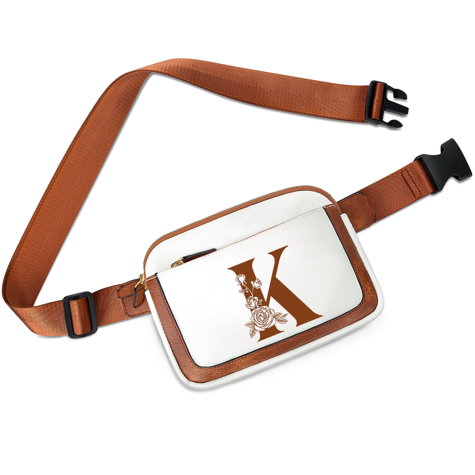 CLOUDWINGS Valentines day Birthday Gifts for Women, Initial Fanny Pack Belt Bag Small Crossbody Bags, Personalized Gift for Mom Her Grandma,K