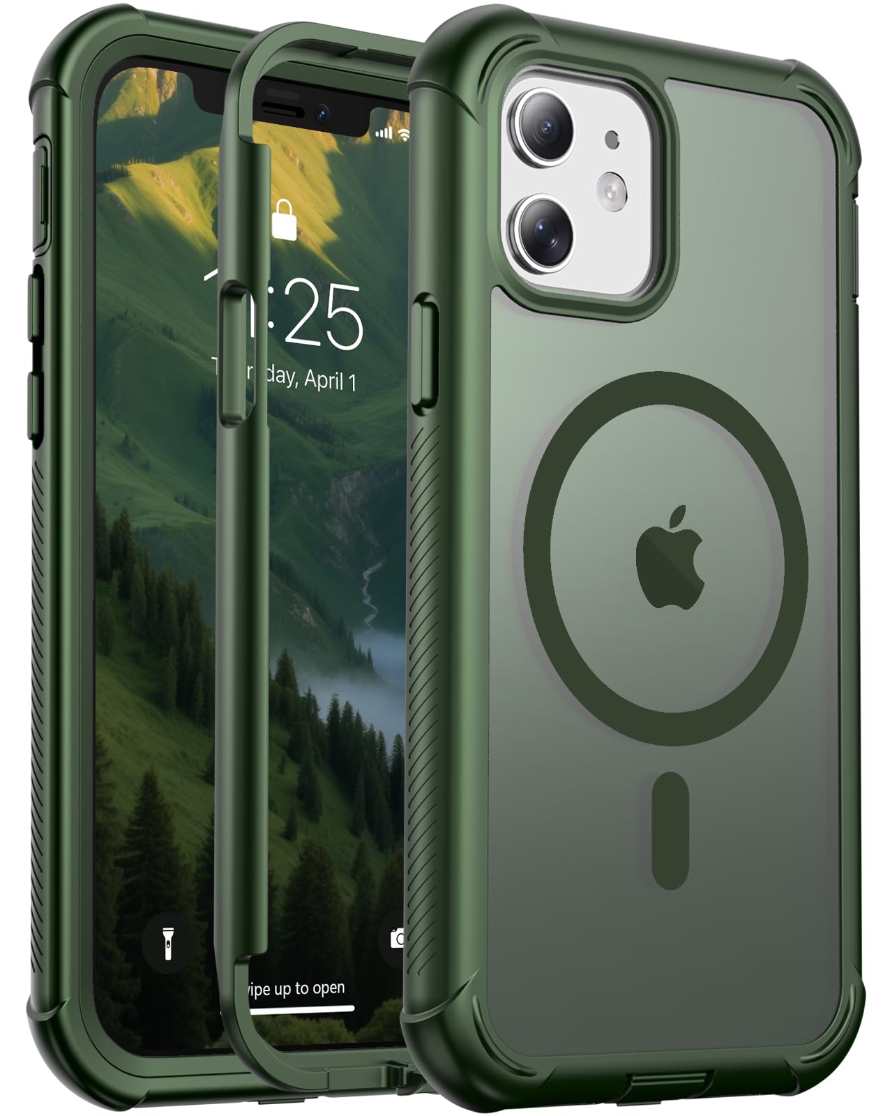 jaroco Magnetic for iPhone 12/12 Pro Case Heavy Duty Protection Army Green