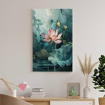 蓮の花 原画 絵画 額縁付き アート インテリア 蓮の花 原画 絵画 額縁付き アート インテリア Amazon.co.jp