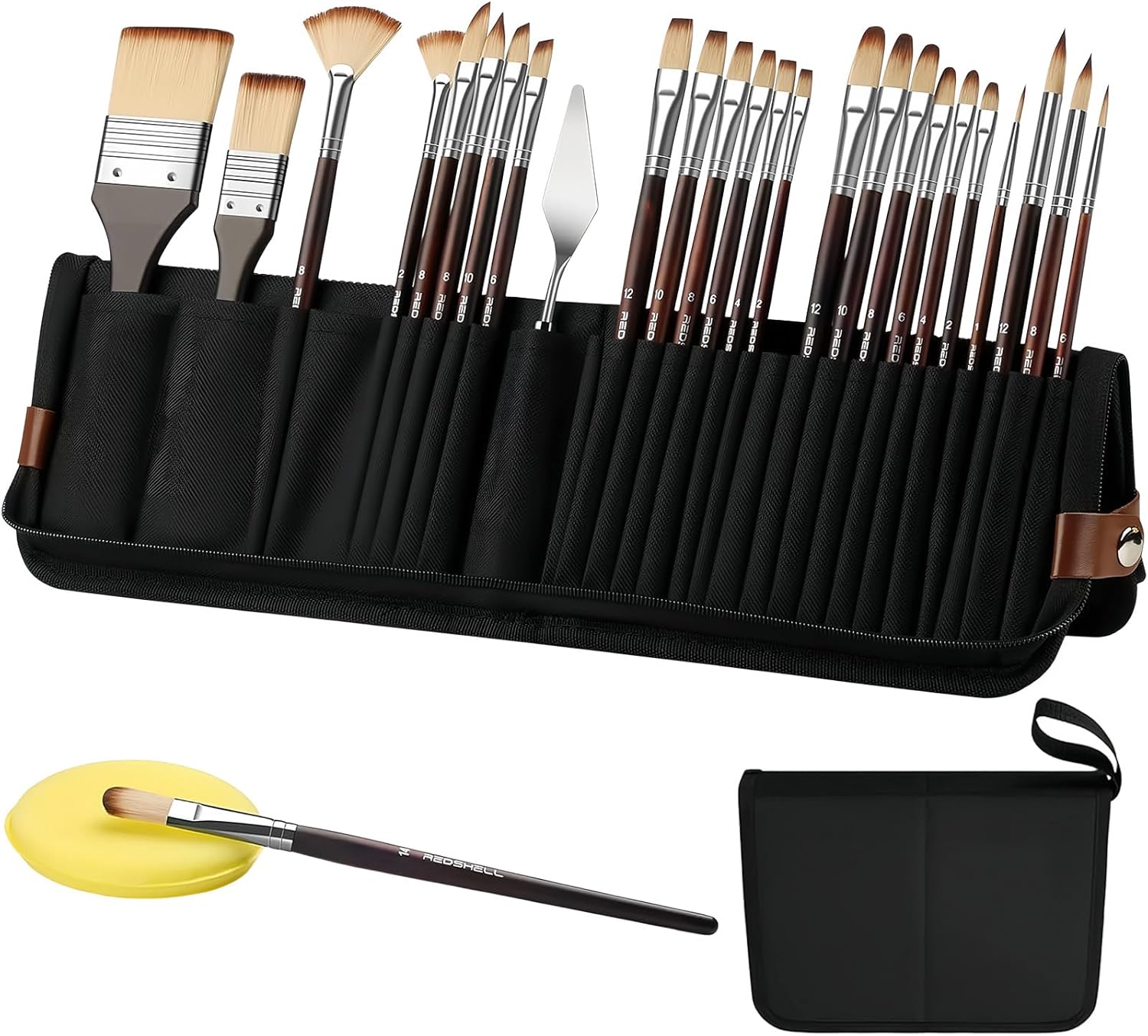 Tiiyee 26pcs Paint Brush Set, Travel Watercolor Acrylic Paint Brushes, Paint Brushes for Acrylic Painting, Professional Paintbrushes for Acrylic Gouache Canvas Painting Artist Beginners Gifts