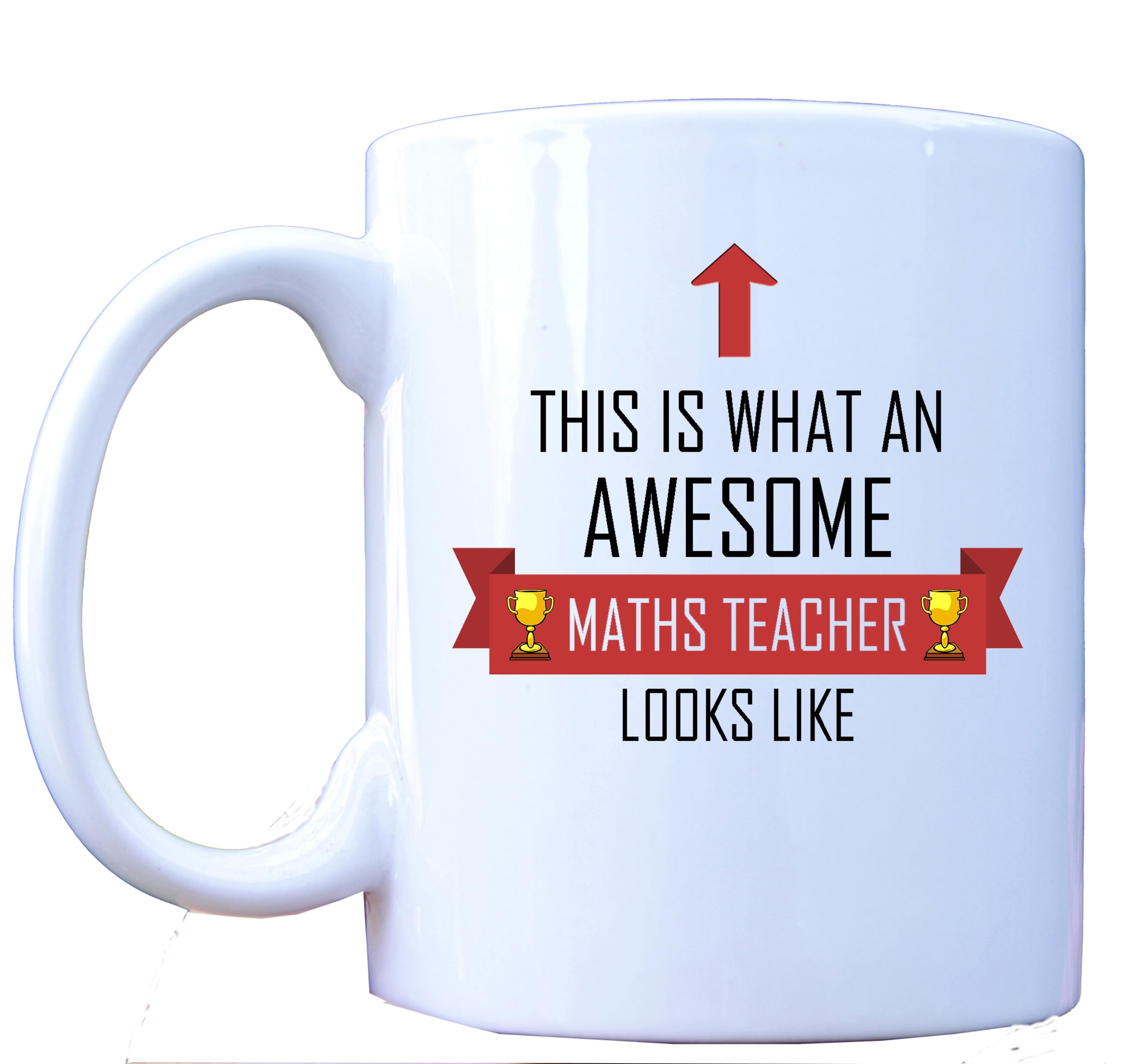 This is What an Awesome Maths Teacher Looks Like - Tea/Coffee Mug/Cup - Red Ribbon Design - Great Gift Idea