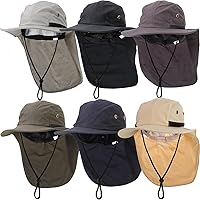 Vista 1 de Therwen 6 sombreros de sol unisex para hombres y mujeres, sombrero de safari de ala ancha, protección solar UV con solapa para el cuello