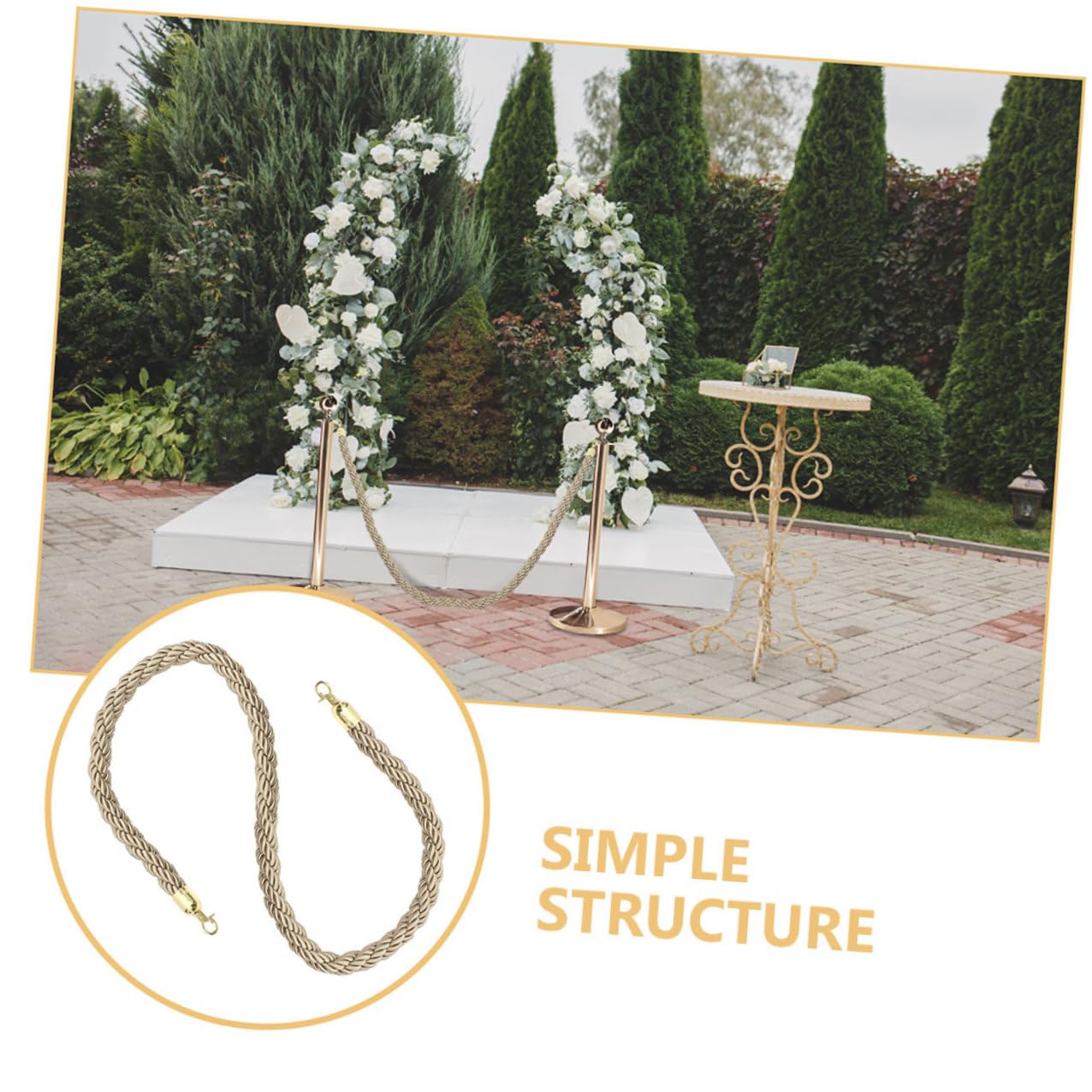 Cuerda de Barrera de Seguridad Trenzada de Yute Natural 28 Cm, 2 Unidades para Control de Multitudes, Cordón Resistente para Eventos, Control de Acceso y Delimitación Industrial