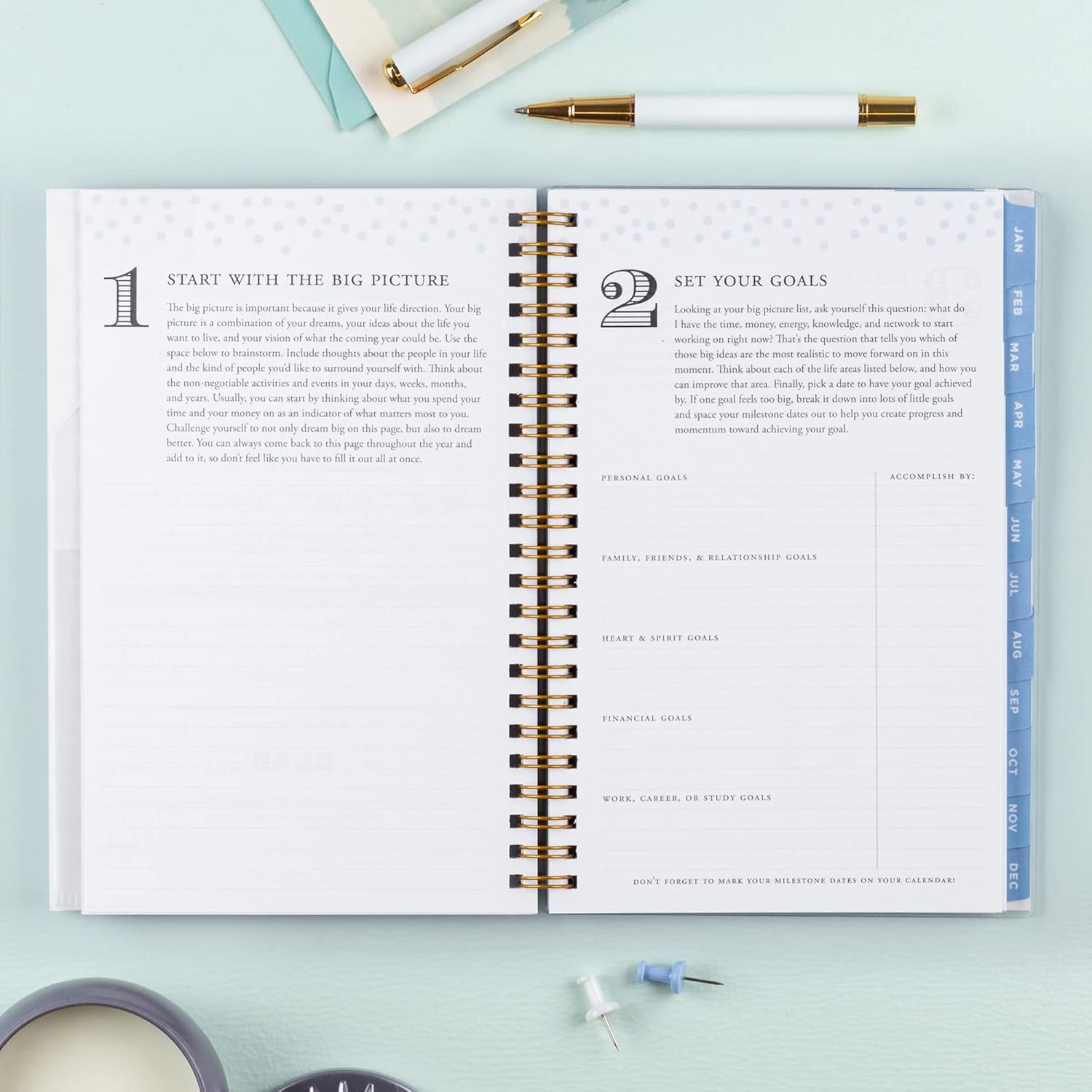 Blue Sky Day Designer for 2023 Weekly and Monthly Planner, 5' x 8', Frosted Cover, Wirebound, Tile (101410-23)