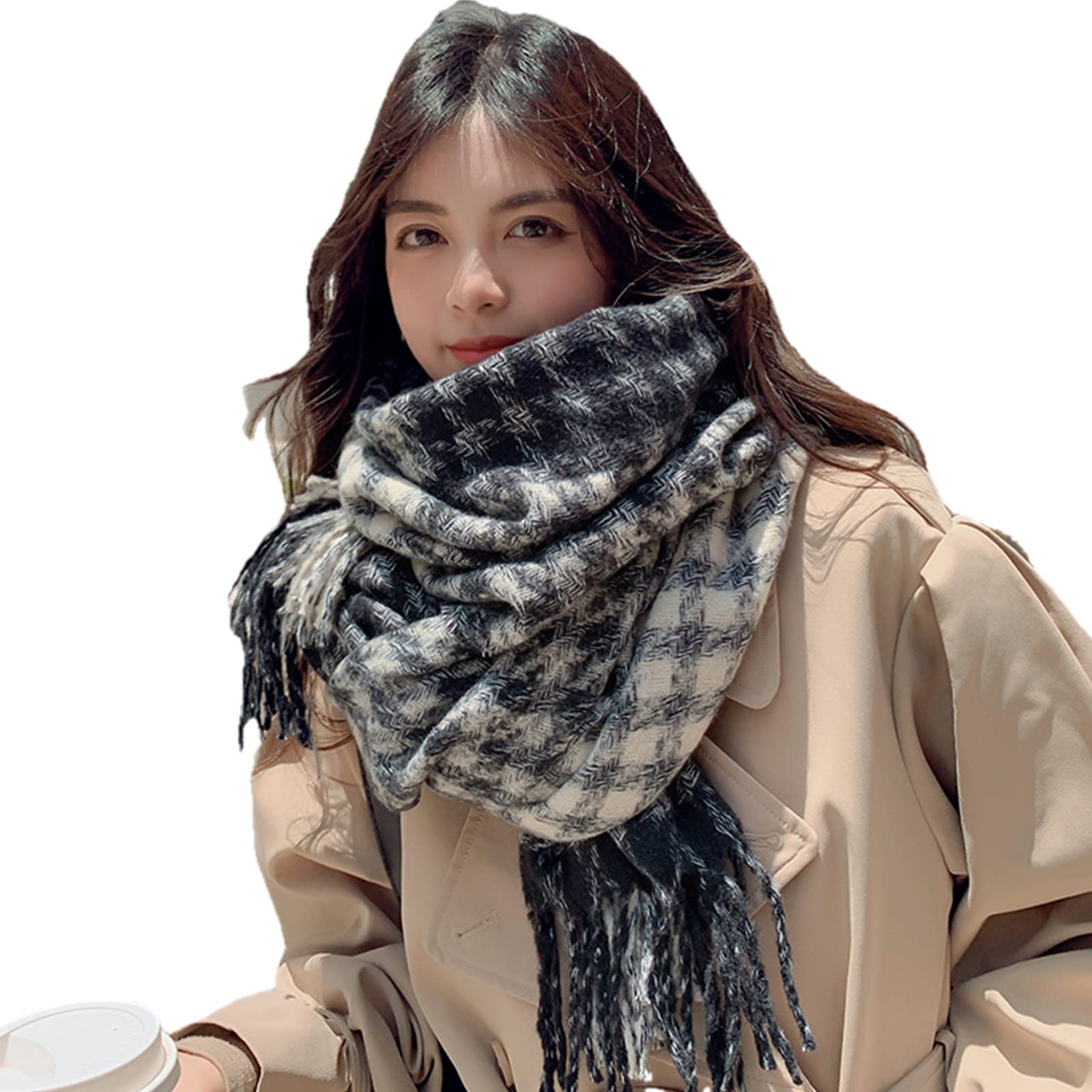 Schal Schal Weiblich Herbst Und Winter All-Match Lange Dicke Warme Schal Plaid Student Hahnentritt