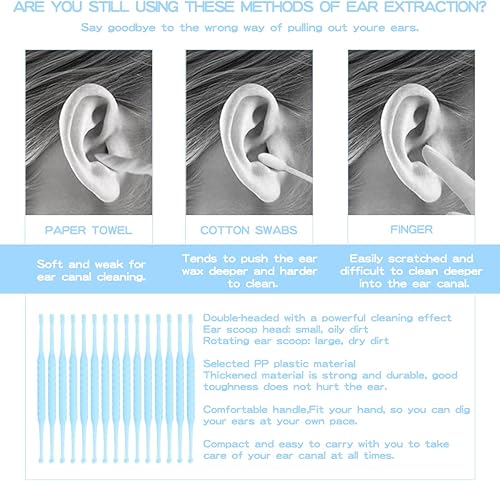 Miniatura 4 de FERCAISH 15 piezas desechables para oídos, limpiador de cera de oído, herramienta de limpieza de oídos, limpiador de cucharas para cuidado personal,