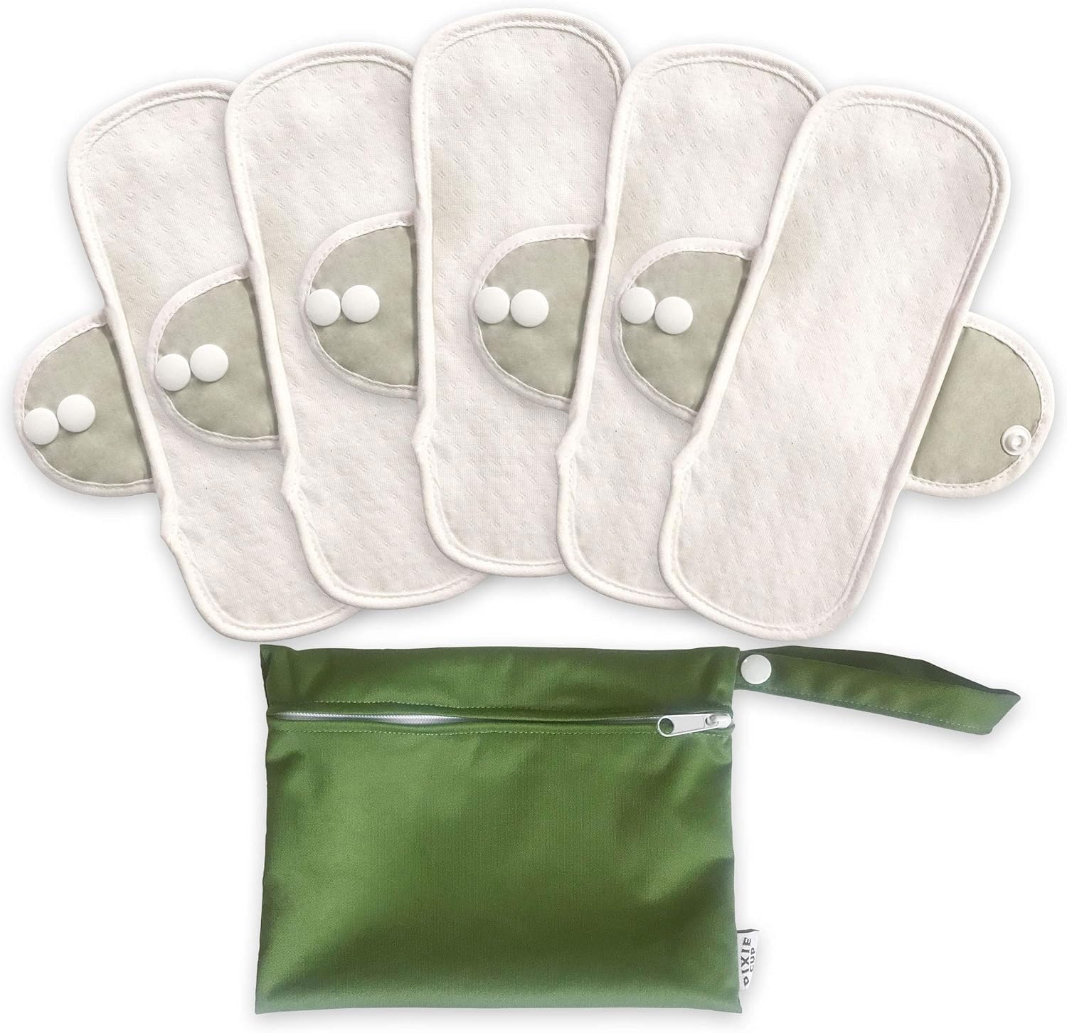 Pixie Cotton Cloth Pads - 100% Organic Reusable Cotton -Ranked 1 for Softest Menstrual Pads - Machine Washable & Includes Free Wet Bag - Menstrual Liner Pads - Sanitary Napkins (Set of 5 Smalls)