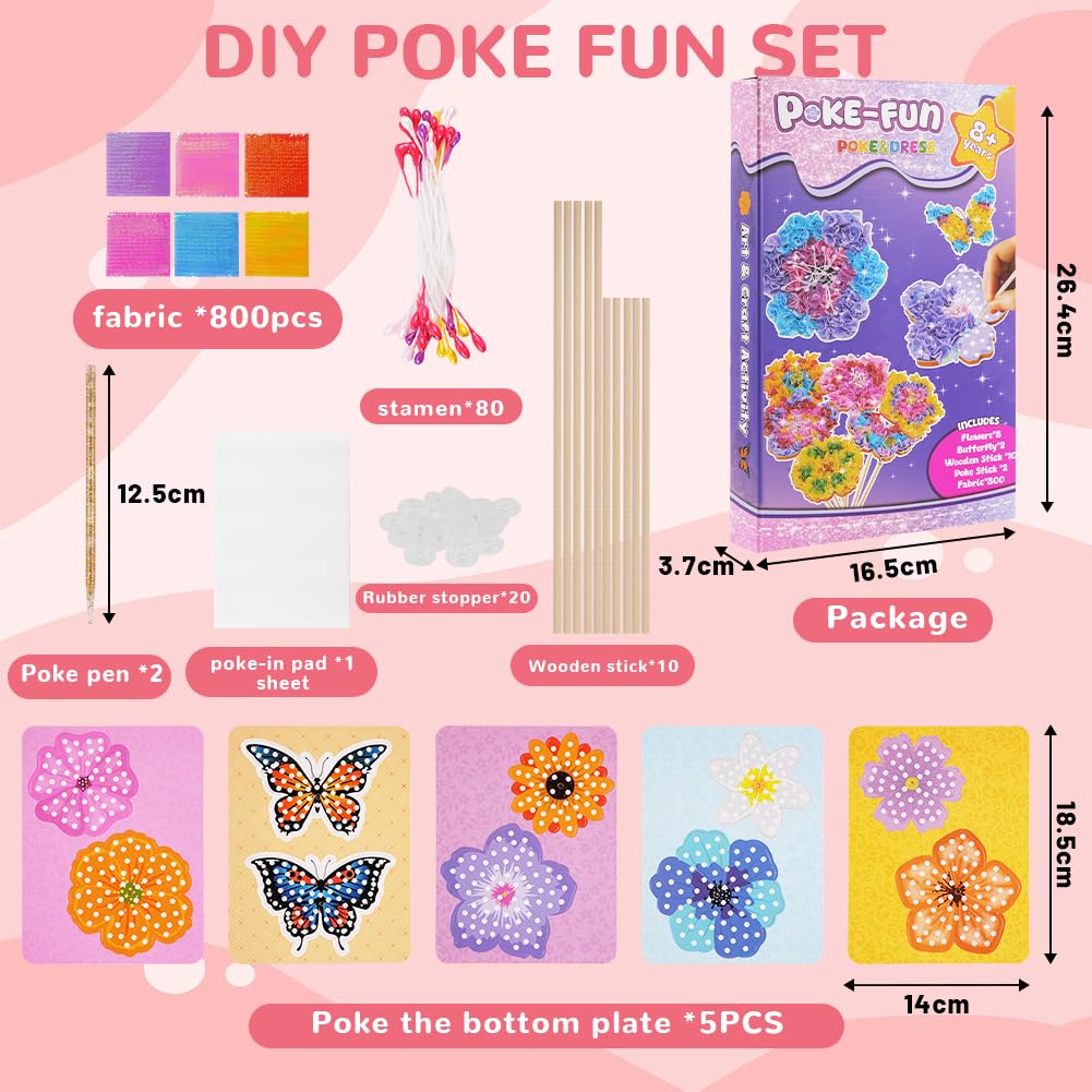 Ainiv Poke art DIY toy,kreatywne malowanie nakłuć dla dziewczynek,zestawy do robótek ręcznych z motywem kwiatów,zabawki artystyczne i rzemieślnicze dla dziewczynek w wieku 4-12 lat