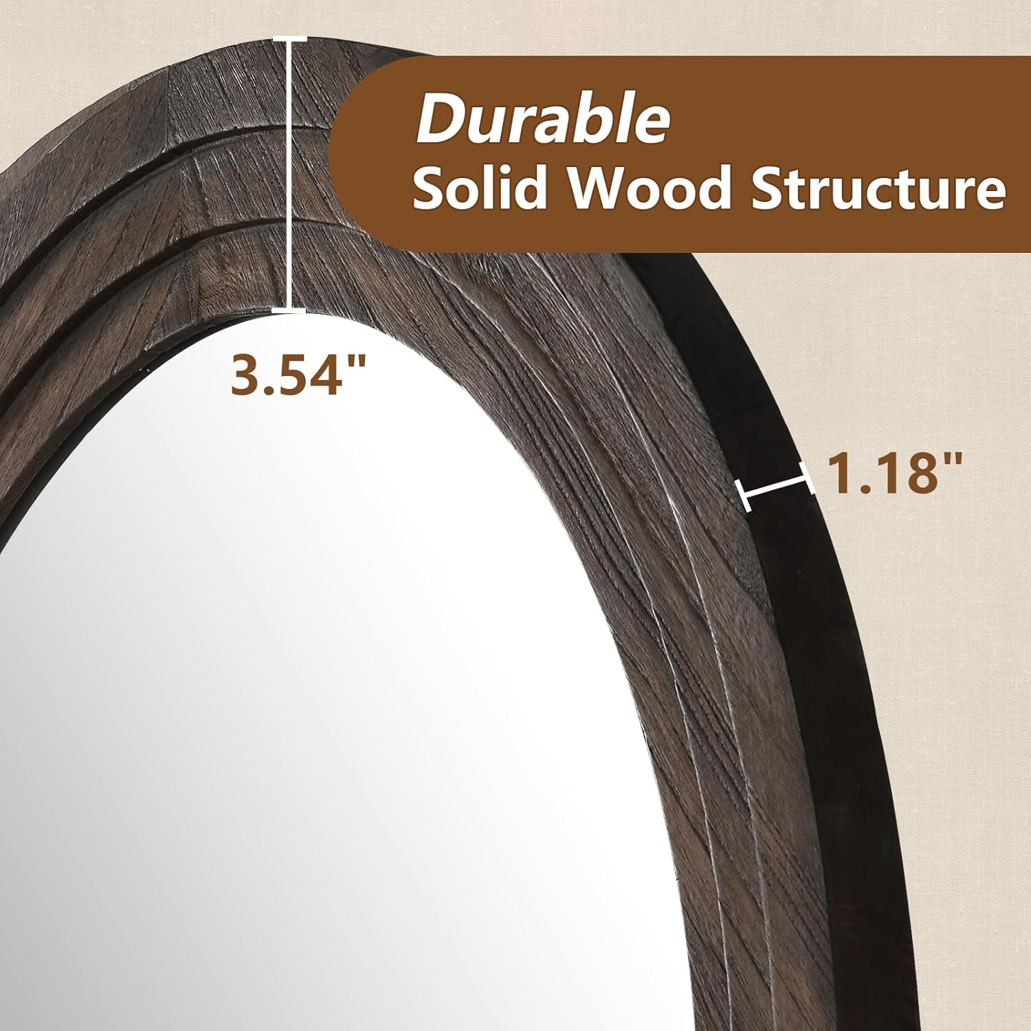 MELOMOIR Arched Full Length Mirror with Solid Wood Frame, 71"x32" Rustic Farmhouse Large Floor Mirror with Stand, Free Standing Leaning Hanging, for Bedroom Living Room Dressing Room Entryway, Brown