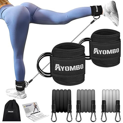 Ankle Resistance Bands with Cuffs, Home Gym Workout Equipment, Lifting Glute Butt Exercise Equipment for Women, Ankle Weights Fitness Band Set, Leg Booty Equipment for Training Perfect Body Shape - 2-Black - New-60LBS