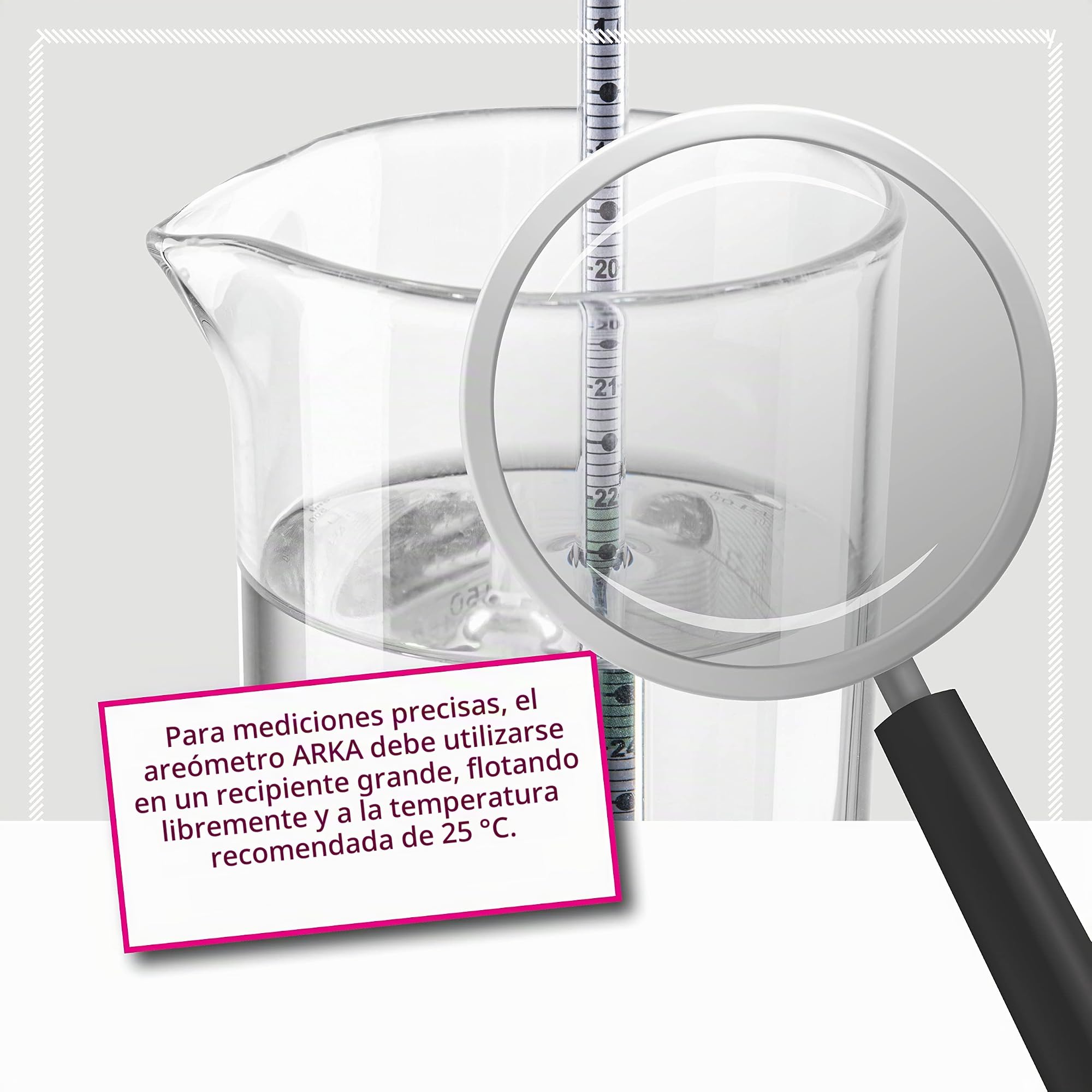 ARKA Juego de hidrómetro - Incl. termómetro y Probeta de Vidrio de borosilicato 3.3 - medición de Densidad de Alta precisión para acuarios Marinos, Calidad de Laboratorio, fácil de Usar