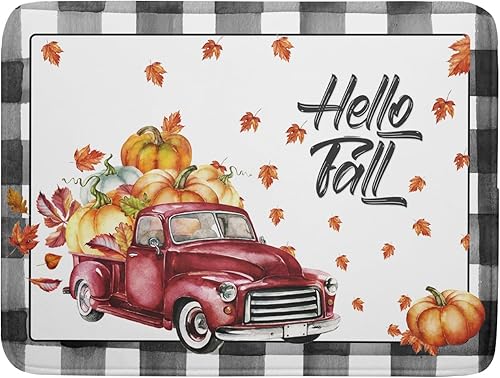 Tapete de secado de platos de calabaza Hello Fall para decoración de encimera de cocina, 18 x 24 pulgadas, tapete de secado de platos reversible de