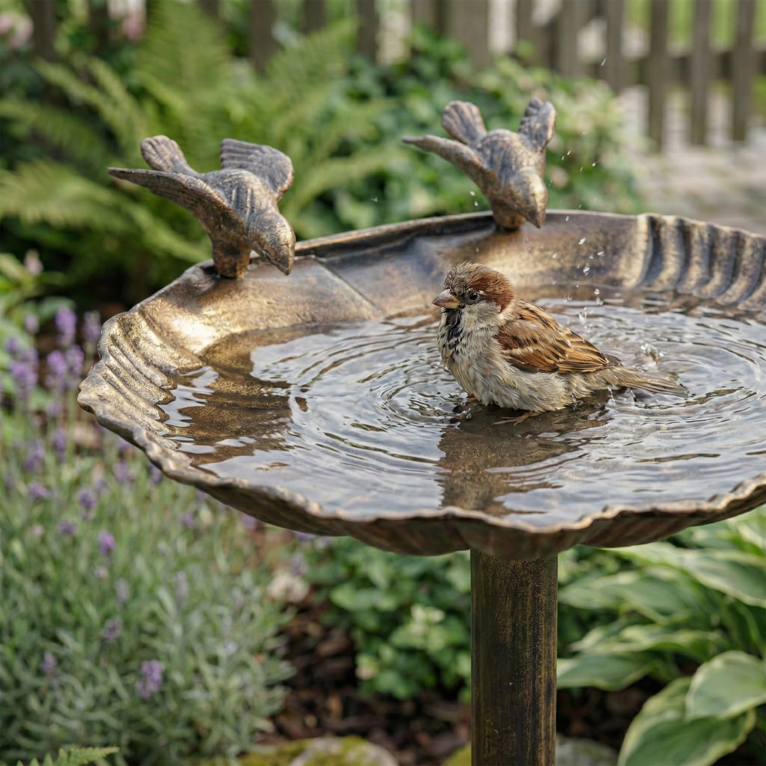 CLGarden Vogeltränke VGT5 mit Standfuß – Vogelbad stehend 65 cm hoch – Rostfrei, stabil & wetterfest – Für Garten, Terrasse & Balkon