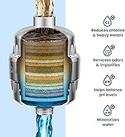 Vista 4 de Adamson Filtro de ducha para agua dura, cabezal de ducha filtrado de 36 etapas, ayuda a reducir el cloro, soporta una piel y cabello más saludables