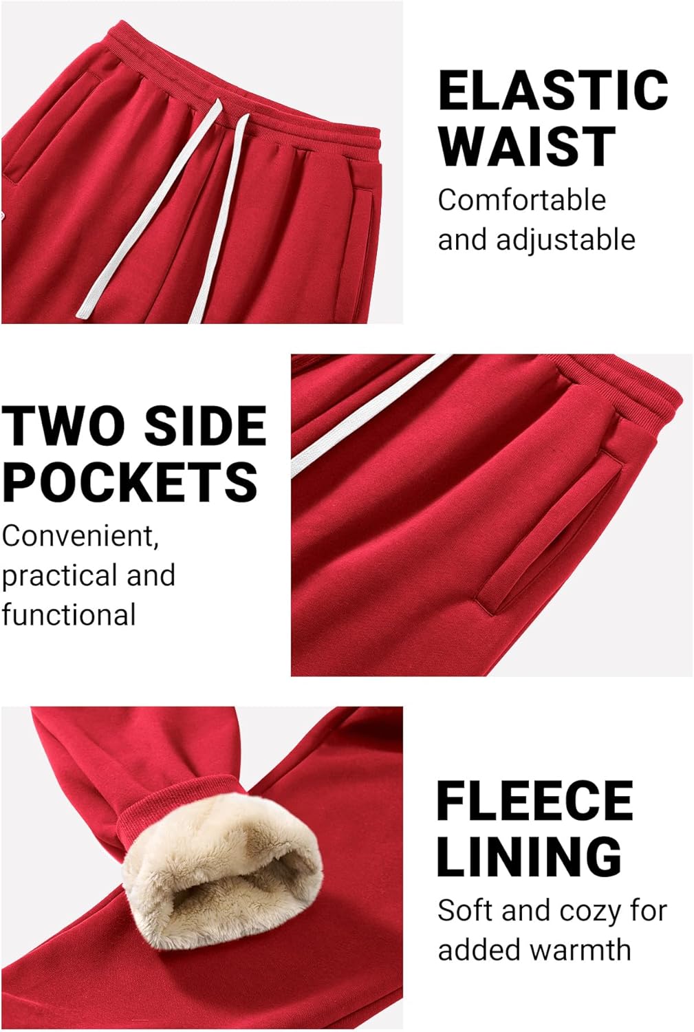 Unisex Kids Winter Active Sherpa-Lined Fleece Sweatpants Warm Athletic Jogger Pants with Pockets 3-14 Years - Image 2