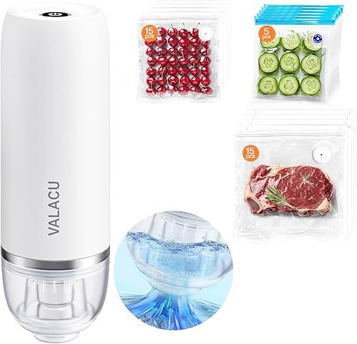 Miniatura 1 de Sellador al vacío, sellador de alimentos de mano, máquina selladora al vacío, con 35 bolsas reutilizables de sellado al vacío, ahorrador de