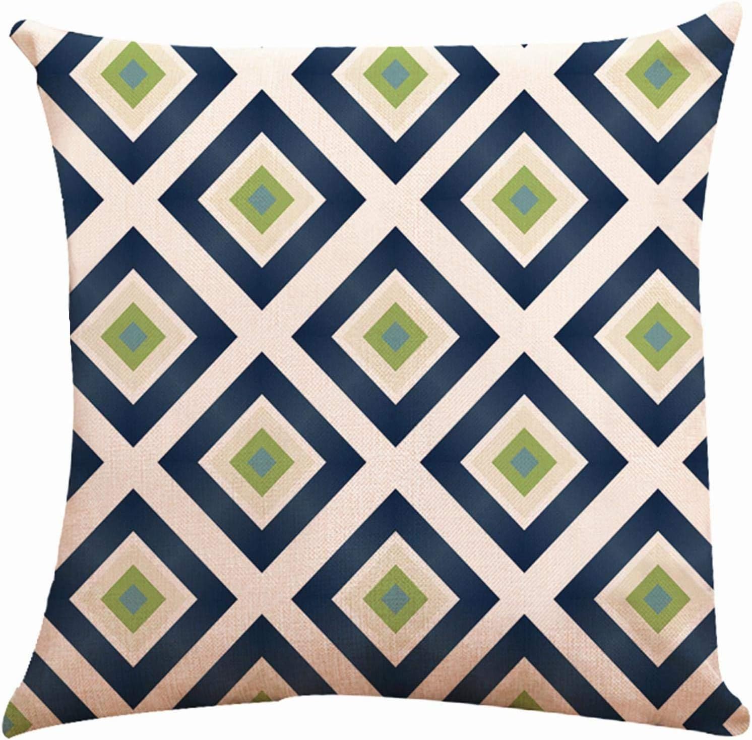Decorative Throw Pillow Covers 16 x 16 Inch Double Side Design,ZUEXT Set of 6 Geometric Cotton Linen Indoor Outdoor Pillow Case Cushion Cover for Car Sofa Home Decor(Navy Pear Green New Living Series)