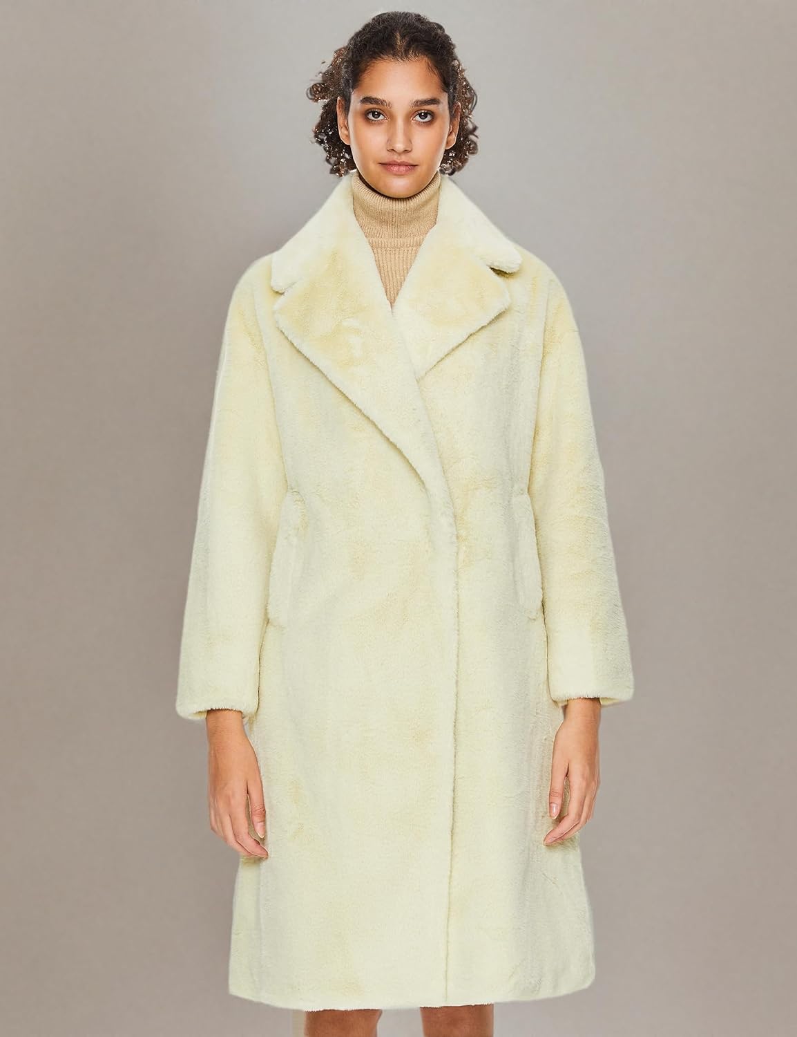 Orolay Women's Fuzzy Fleece Winter Jacket Faux Fur Lapel Coat Mid-Length Sherpa Teddy Coat - Image 7