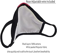 Vista 2 de Forno Paquete de 5 mascarillas faciales unisex con puente nasal ajustable, algodón negro, tela lavable y reutilizable para adultos