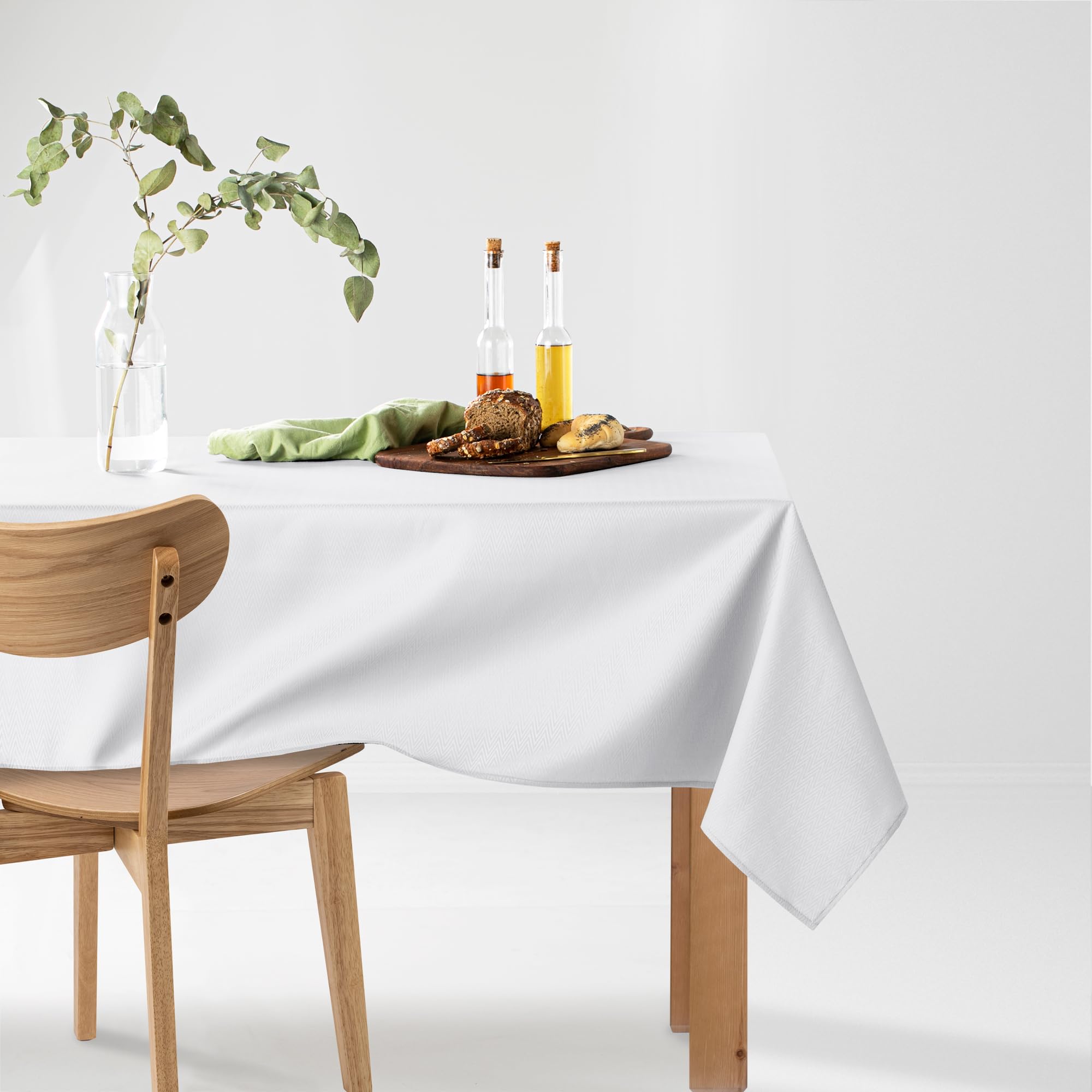 Nappe Ovale 140x200 cm Blanc Rembourrée extérieur intérieur Motif en Zigzag Verte